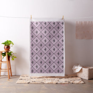 Tecido Padrão de Coroa Vintage Roxo e Preto