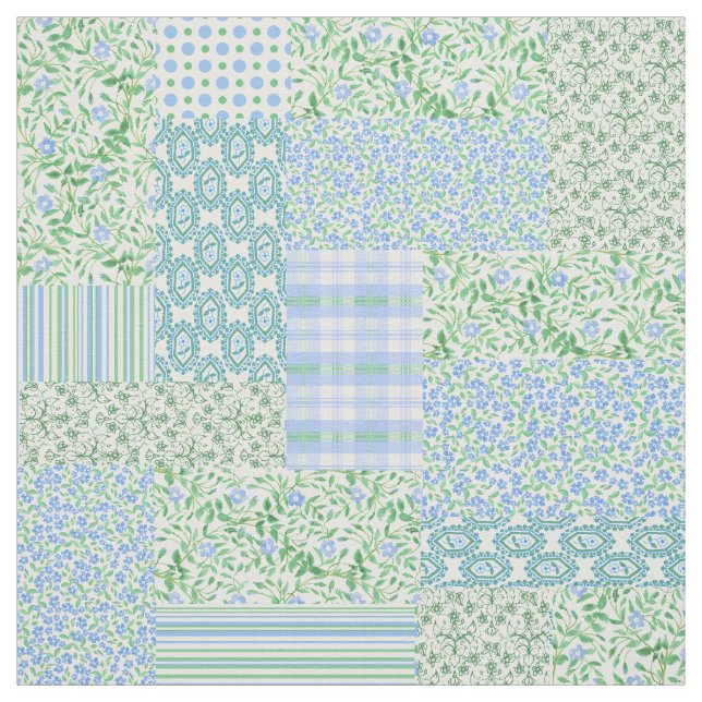 Tecido Padrão de correção de faux de safra azul das flore (Modelo)