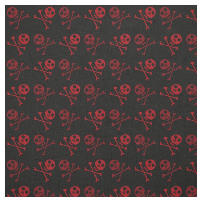 Tecido Padrão de Crânio de Cartoon Vermelho (Modelo)