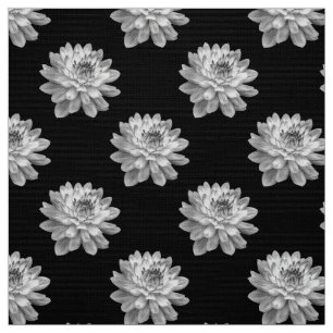 Tecido Padrão de crisântemo - Monocromo em Preto
