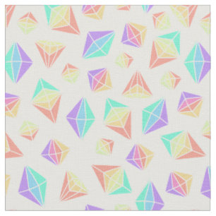 Tecido Padrão de Cristais Geométricos do Pastel Rainbow
