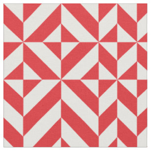 Tecido Padrão de Cubo de Deco Geométrico Cerery Red