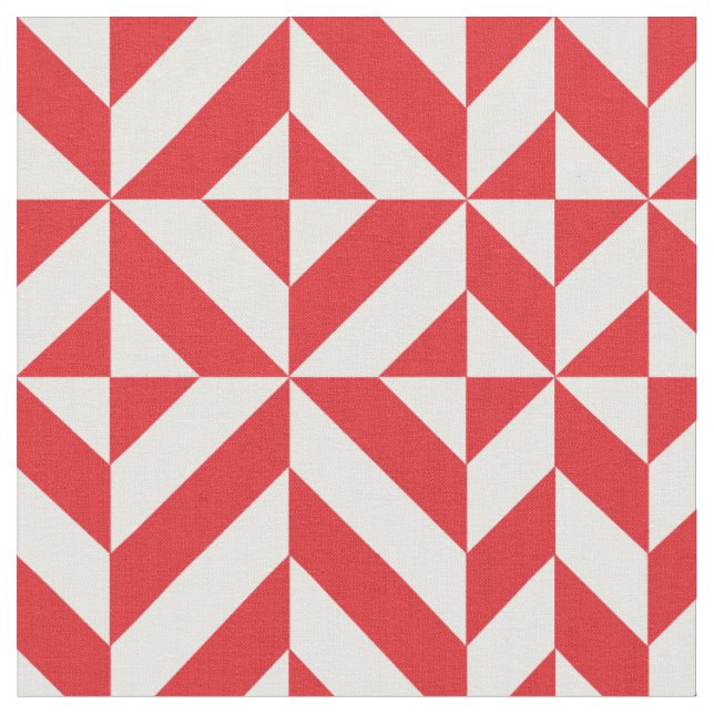 Tecido Padrão de Cubo de Deco Geométrico Cerery Red (Detalhe)