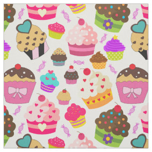 Tecido Padrão de Cupcake Cute