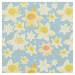 Tecido Padrão de Daffodil e pontos de aquarela