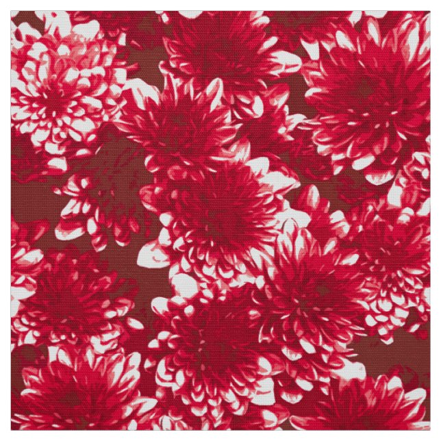 Tecido Padrão de Dahlia Gráfico Moderno, Vermelho Escuro  (Modelo)