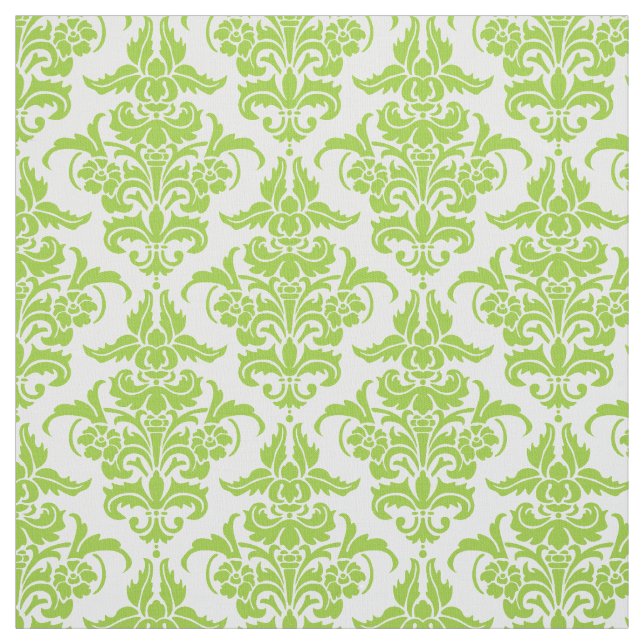Tecido Padrão de Damasco - Verde Marciano em Branco (Modelo)