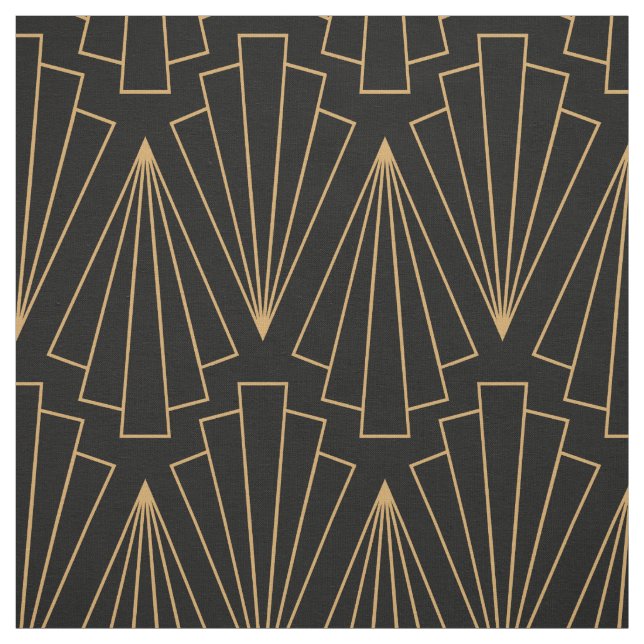 Tecido Padrão de Deco de Arte Dourada e Negra (Modelo)