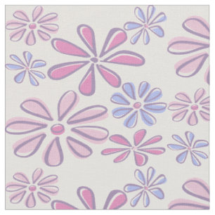 Tecido Padrão de Desenho de Flor Caprichoso Rosa Roxo Sua