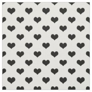 Tecido Padrão de Design de Coração de Amor Preto e Branco