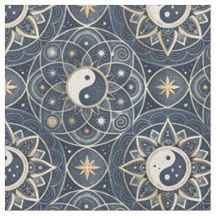 Tecido Padrão de Design Mandala Harmonia Celestial Yin Ya