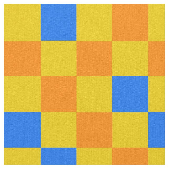 Tecido Padrão de Design Xadrez Laranja Amarelo Azul (Detalhe)