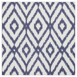 Tecido Padrão de diamante tribal de cor azul e branca