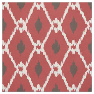Tecido Padrão de diamante tribal de ikat vermelho-acasta