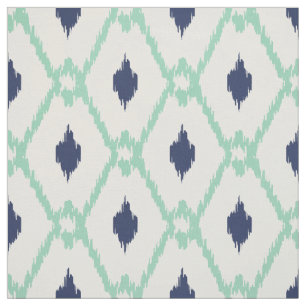 Tecido Padrão de diamante tribal de menta azul