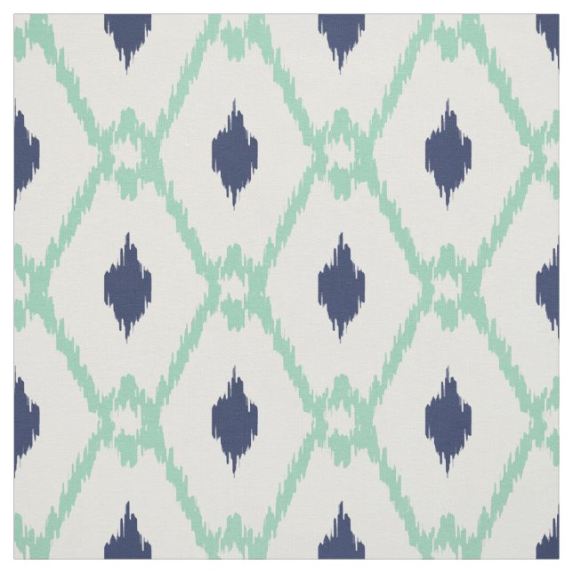 Tecido Padrão de diamante tribal de menta azul (Modelo)