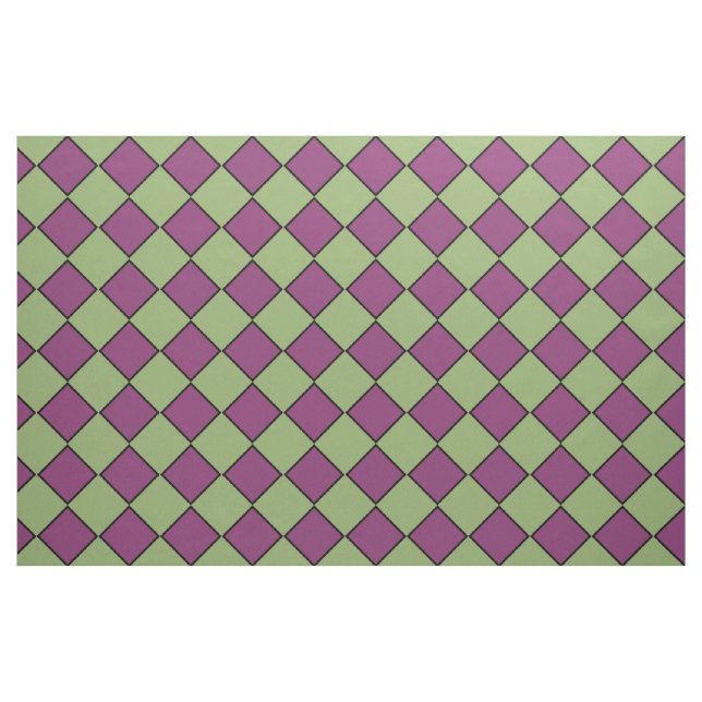 Tecido Padrão de Diamante Xadrez Verde Roxo (Jarda)