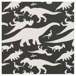 Tecido Padrão de Dinossauro Preto e Branco