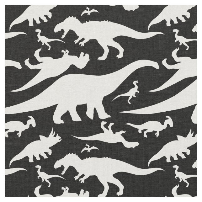 Tecido Padrão de Dinossauro Preto e Branco (Detalhe)