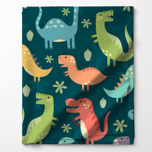 Tecido Padrão de Dinossauro Tiranossauro Rex Colorido Fof
