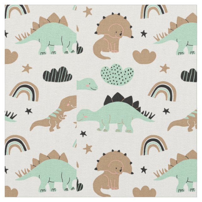Tecido Padrão de Dinossauro Verde da Casa Verde (Detalhe)