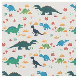 Tecido Padrão de Dinossauros Coloridos Fofos 