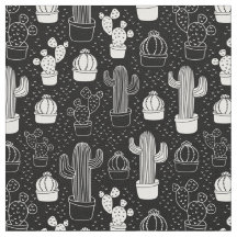 Padrão de Doodle do Cactus Preto e Branco