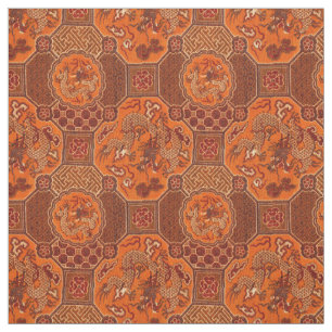 Tecido Padrão de Dragões Japoneses Vintage