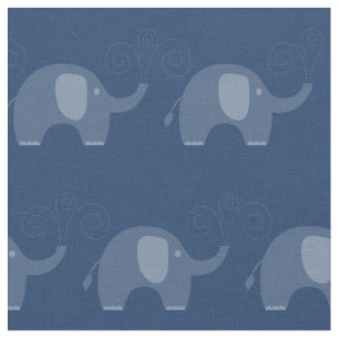 Tecido Padrão de Elefante Azul do Marinho Moderno