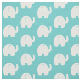 Tecido Padrão de Elefante Branco Aqua