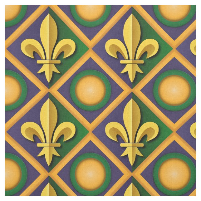 Tecido Padrão de erva Mardi com ouro de fleur-de-lis (Modelo)