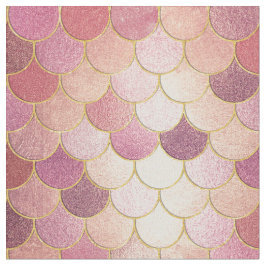 Tecido Padrão de Escala de Sereia do Shimmer Dourado rosa