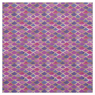Tecido Padrão de Escala de Sereia Dourada abstrato Purple
