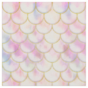 Tecido Padrão de Escala de Sereia Iridescente de Pastel