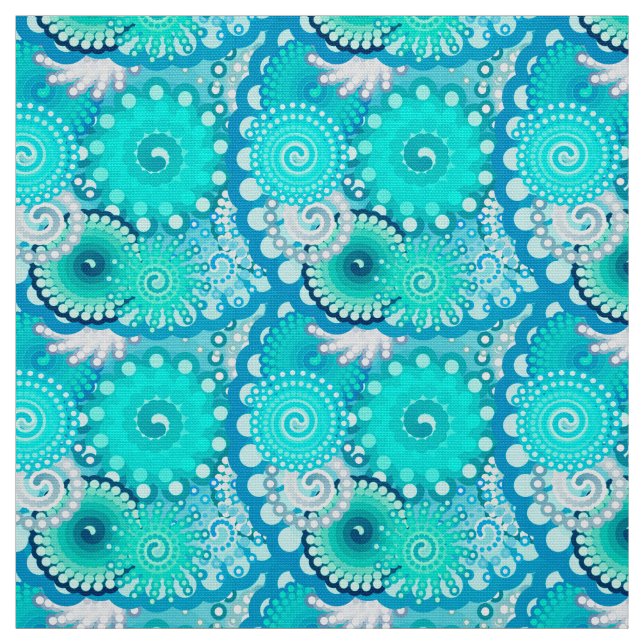 Tecido Padrão de espiral frontal, Azul claro e Aqua (Modelo)