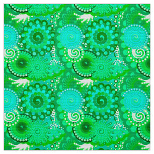 Tecido Padrão de espiral frontal, Jade, Turquesa e Aqua