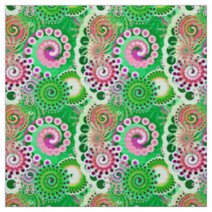 Tecido Padrão de espiral frontal, verde, rosa, multifunci