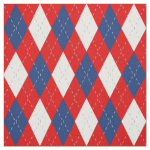 Tecido Padrão de Estilo Branco Azul Vermelho