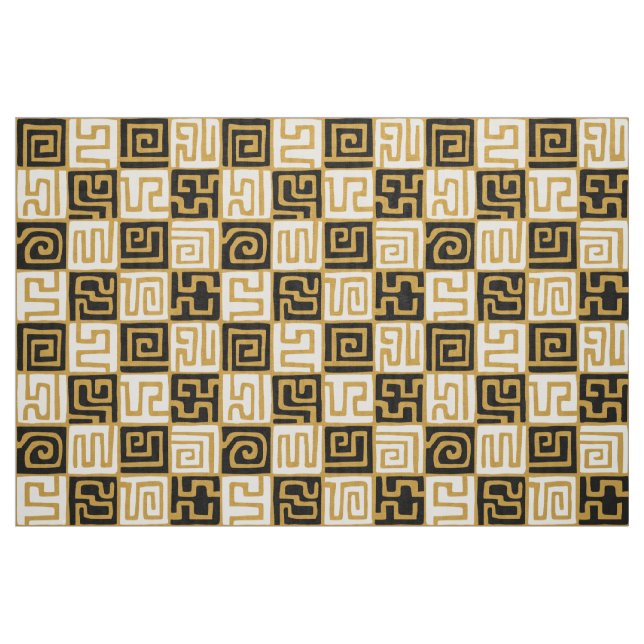 Tecido Padrão de estilo Kuba 071019 (01) - B&W em Dourado (Fat Quarter)