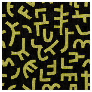 Tecido Padrão de estilo Kuba 121019 - Amarelo em preto