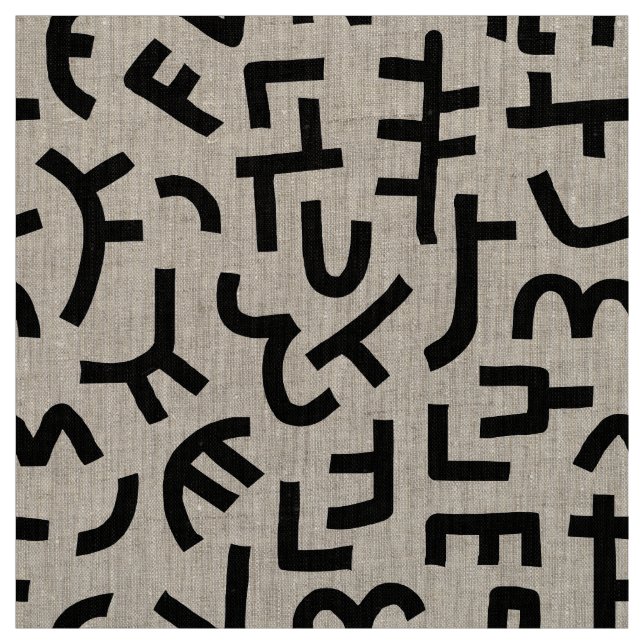 Tecido Padrão de estilo Kuba 121019 - Preto em branco (Modelo)