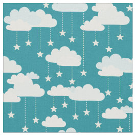 Tecido Padrão de estrelas e nuvens caindo