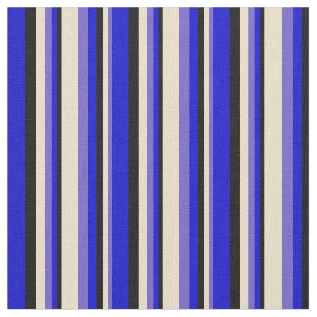 Tecido Padrão de Faixa Azul, Tan, Preta e Azul (Detalhe)