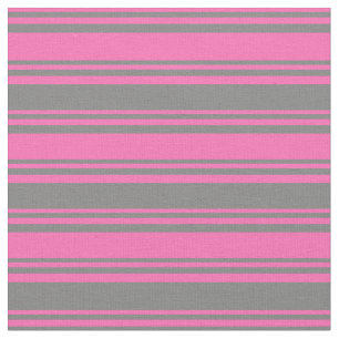 Tecido Padrão de Faixa Colorida Rosa Quente e Cinza