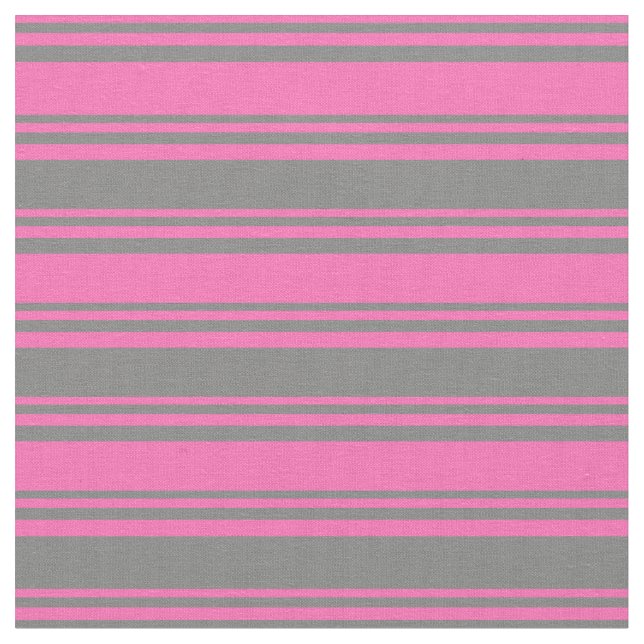 Tecido Padrão de Faixa Colorida Rosa Quente e Cinza (Detalhe)