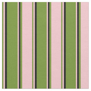 Tecido Padrão de Faixa Verde, Rosa e Preta
