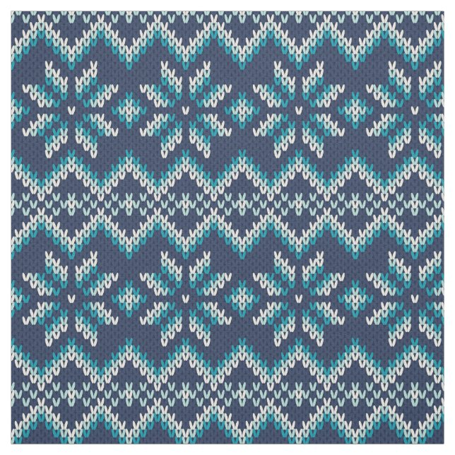 Tecido Padrão de Faux Knit de Suéter de Neve Azul e Branc (Modelo)