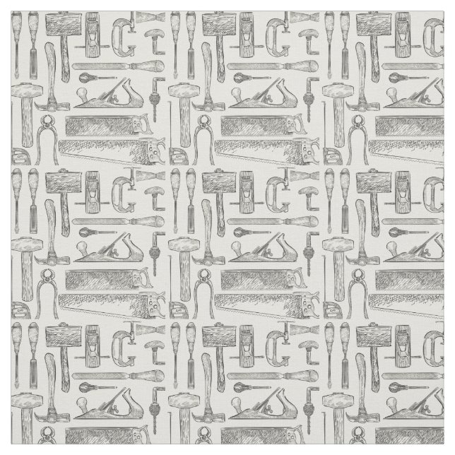 Tecido Padrão de Ferramentas de Mão Vintage Carpinteiro (Modelo)