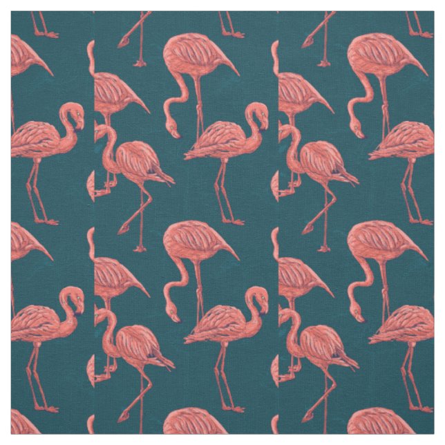 Tecido Padrão de flamingo coral vivo (Modelo)