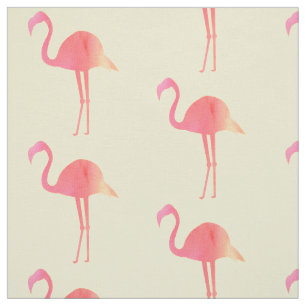 Tecido Padrão de Flamingos de Aquarela Rosa Tropical